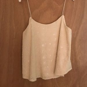 Cream sequin tank